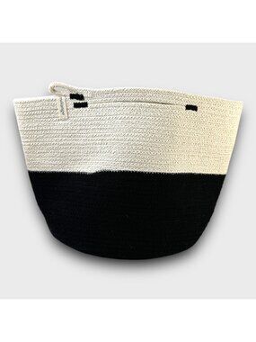 Two-Tone Handwoven Storage Basket - Black & Natural - Mélange - 13"x15"x7" - Dur